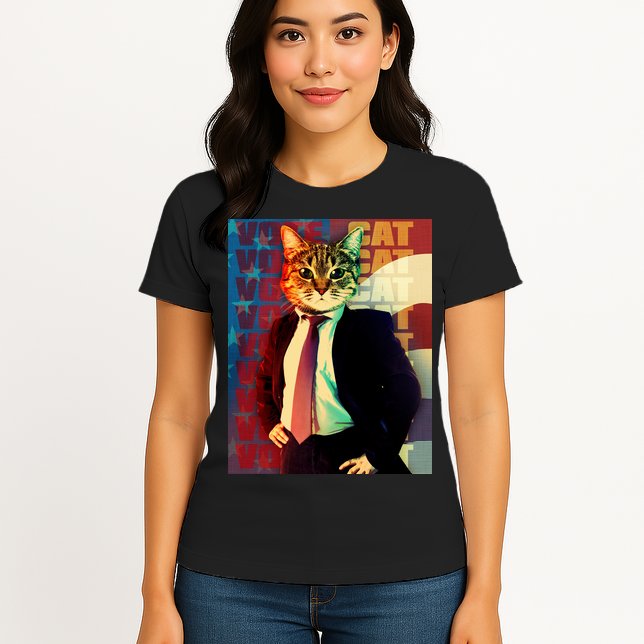 Funny Retro Vintage Election Vote Cat Womens T-Shirt