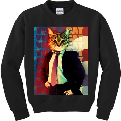 Funny Retro Vintage Election Vote Cat Kids Sweatshirt