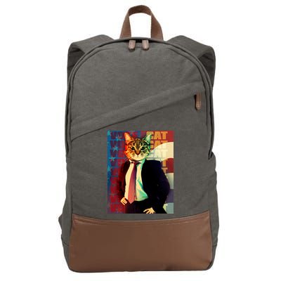 Funny Retro Vintage Election Vote Cat Cotton Canvas Backpack