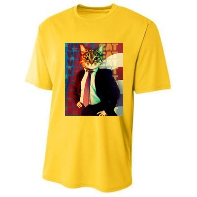 Funny Retro Vintage Election Vote Cat Youth Performance Sprint T-Shirt