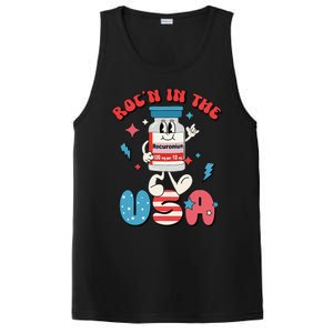 Funny Retro Vial Rocn In The USA Happy 4th Of July Vibes PosiCharge Competitor Tank