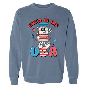 Funny Retro Vial Rocn In The USA Happy 4th Of July Vibes Garment-Dyed Sweatshirt