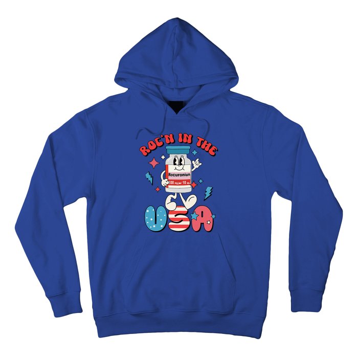 Funny Retro Vial Rocn In The USA Happy 4th Of July Vibes Hoodie