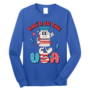 Funny Retro Vial Rocn In The USA Happy 4th Of July Vibes Long Sleeve Shirt