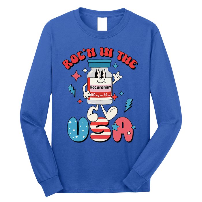 Funny Retro Vial Rocn In The USA Happy 4th Of July Vibes Long Sleeve Shirt