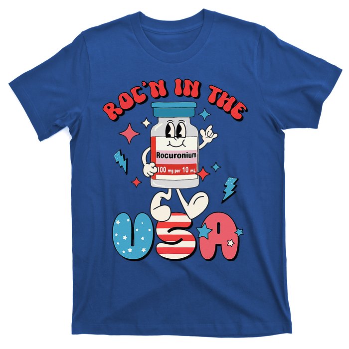 Funny Retro Vial Rocn In The USA Happy 4th Of July Vibes T-Shirt