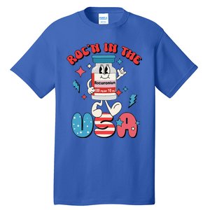 Funny Retro Vial Rocn In The USA Happy 4th Of July Vibes Tall T-Shirt