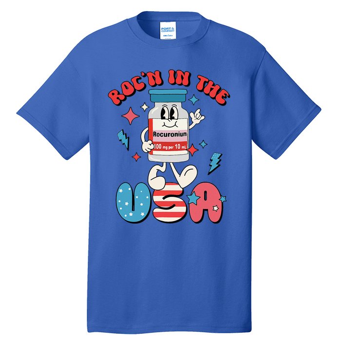 Funny Retro Vial Rocn In The USA Happy 4th Of July Vibes Tall T-Shirt