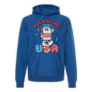 Funny Retro Vial Rocn In The USA Happy 4th Of July Vibes Premium Hoodie