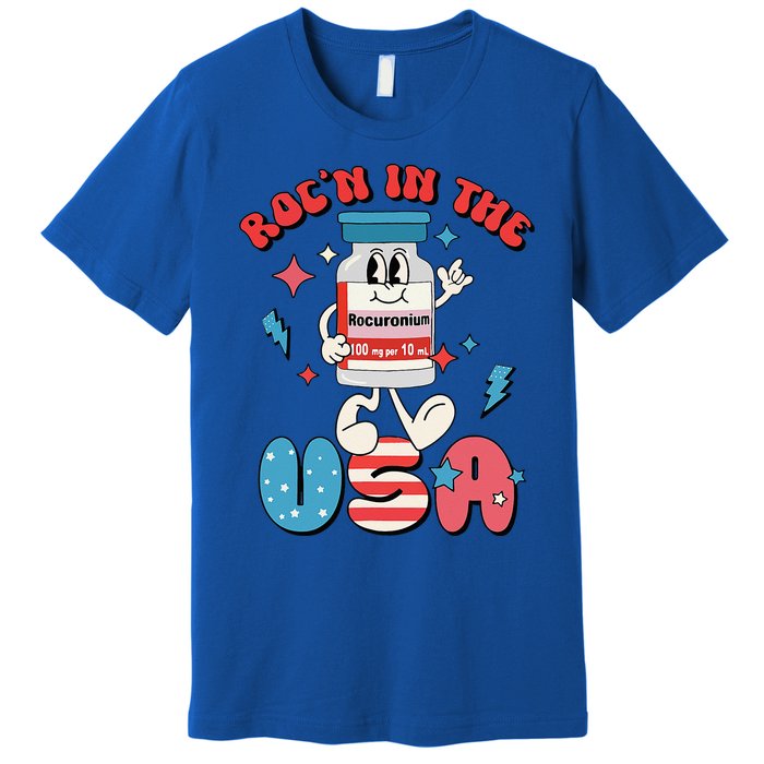 Funny Retro Vial Rocn In The USA Happy 4th Of July Vibes Premium T-Shirt