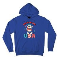 Funny Retro Vial Rocn In The USA Happy 4th Of July Vibes Tall Hoodie