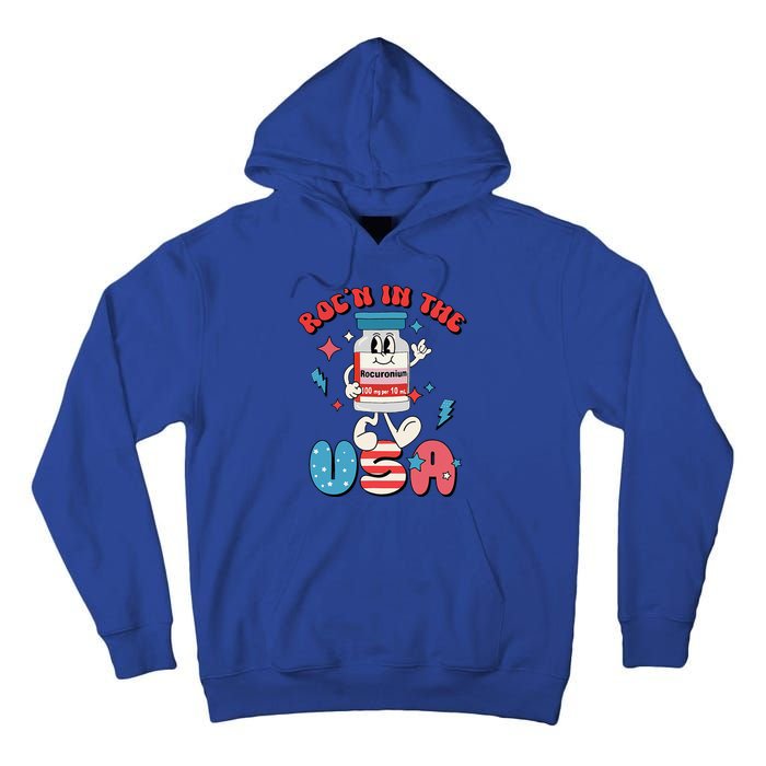 Funny Retro Vial Rocn In The USA Happy 4th Of July Vibes Tall Hoodie