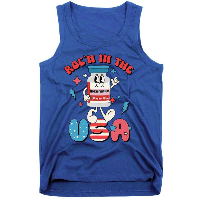 Funny Retro Vial Rocn In The USA Happy 4th Of July Vibes Tank Top