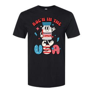 Funny Retro Vial Rocn In The USA Happy 4th Of July Vibes Softstyle CVC T-Shirt