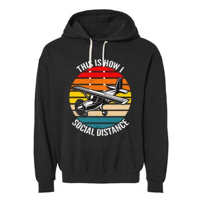 Funny Retro Vintage Airplane Aviation Pilot Garment-Dyed Fleece Hoodie