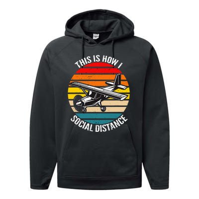 Funny Retro Vintage Airplane Aviation Pilot Performance Fleece Hoodie