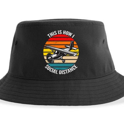 Funny Retro Vintage Airplane Aviation Pilot Sustainable Bucket Hat