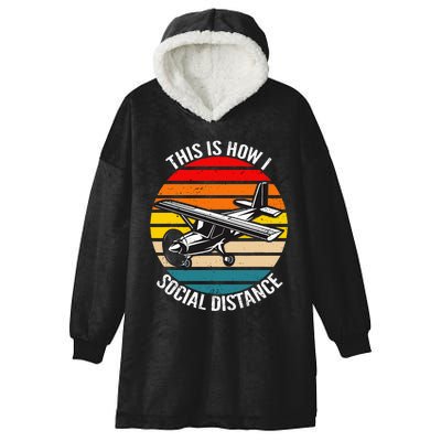 Funny Retro Vintage Airplane Aviation Pilot Hooded Wearable Blanket