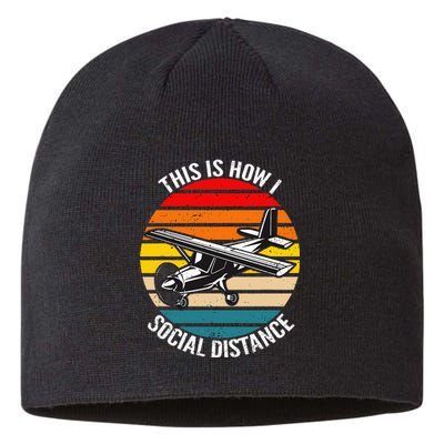 Funny Retro Vintage Airplane Aviation Pilot Sustainable Beanie