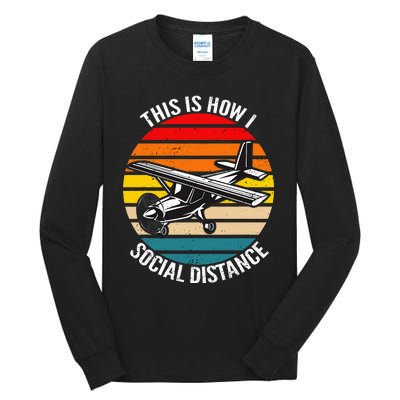 Funny Retro Vintage Airplane Aviation Pilot Tall Long Sleeve T-Shirt