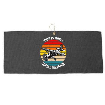 Funny Retro Vintage Airplane Aviation Pilot Large Microfiber Waffle Golf Towel