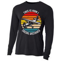 Funny Retro Vintage Airplane Aviation Pilot Cooling Performance Long Sleeve Crew