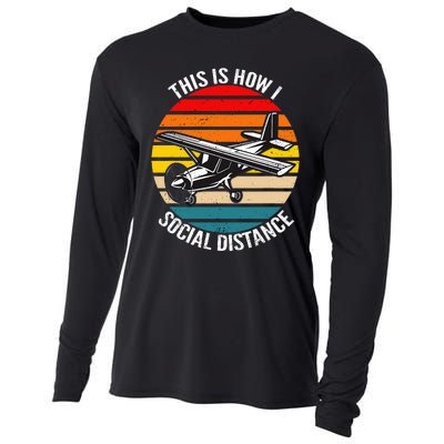 Funny Retro Vintage Airplane Aviation Pilot Cooling Performance Long Sleeve Crew