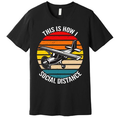 Funny Retro Vintage Airplane Aviation Pilot Premium T-Shirt