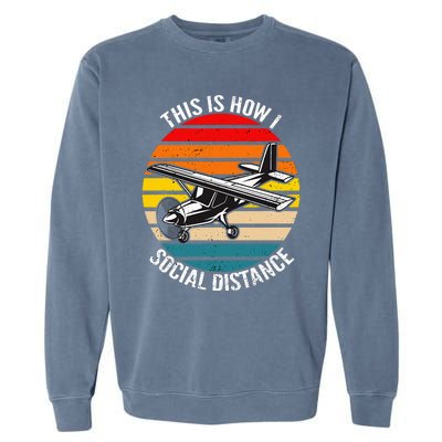 Funny Retro Vintage Airplane Aviation Pilot Garment-Dyed Sweatshirt