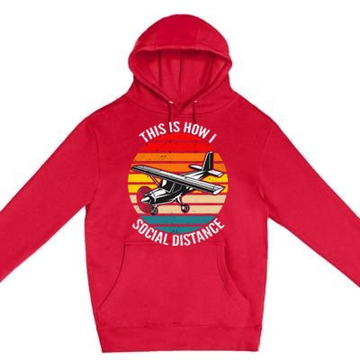 Funny Retro Vintage Airplane Aviation Pilot Premium Pullover Hoodie