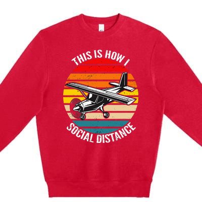 Funny Retro Vintage Airplane Aviation Pilot Premium Crewneck Sweatshirt