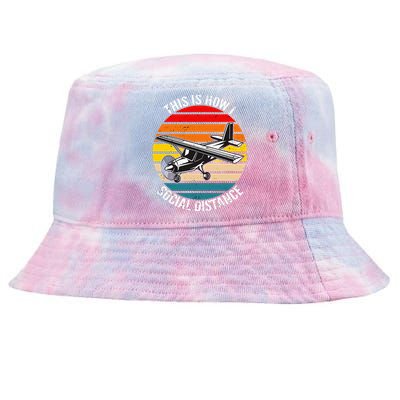 Funny Retro Vintage Airplane Aviation Pilot Tie-Dyed Bucket Hat