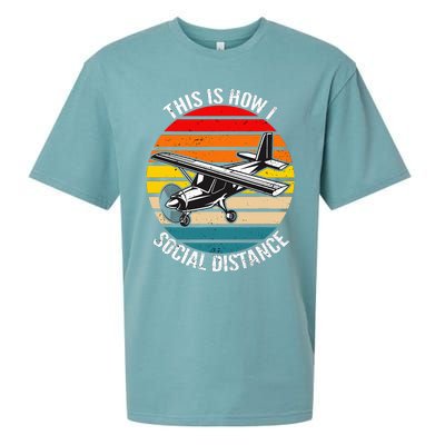 Funny Retro Vintage Airplane Aviation Pilot Sueded Cloud Jersey T-Shirt