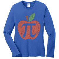 Funny Retro Vintage Distressed Apple Pi Day Math Pi Day 3 14 Gift Ladies Long Sleeve Shirt