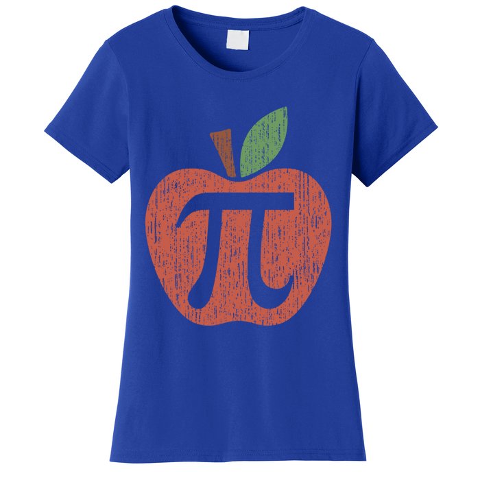 Funny Retro Vintage Distressed Apple Pi Day Math Pi Day 3 14 Gift Women's T-Shirt