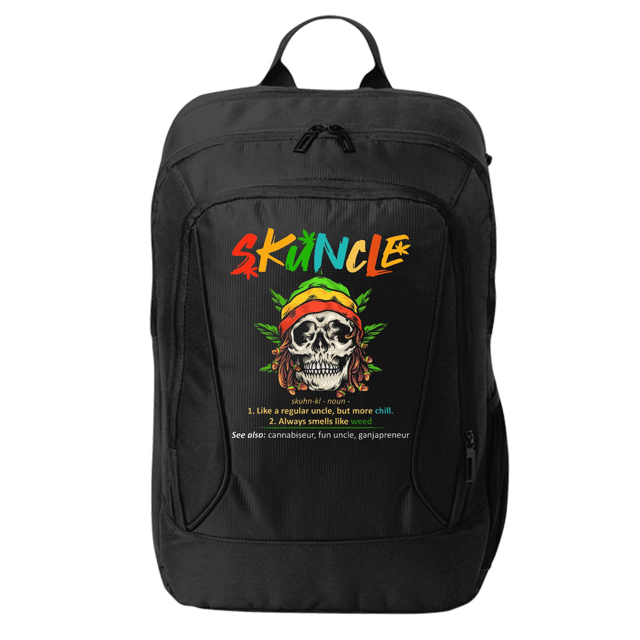Funny Retro Vintage Uncle Skunkle Weed Smoker City Backpack