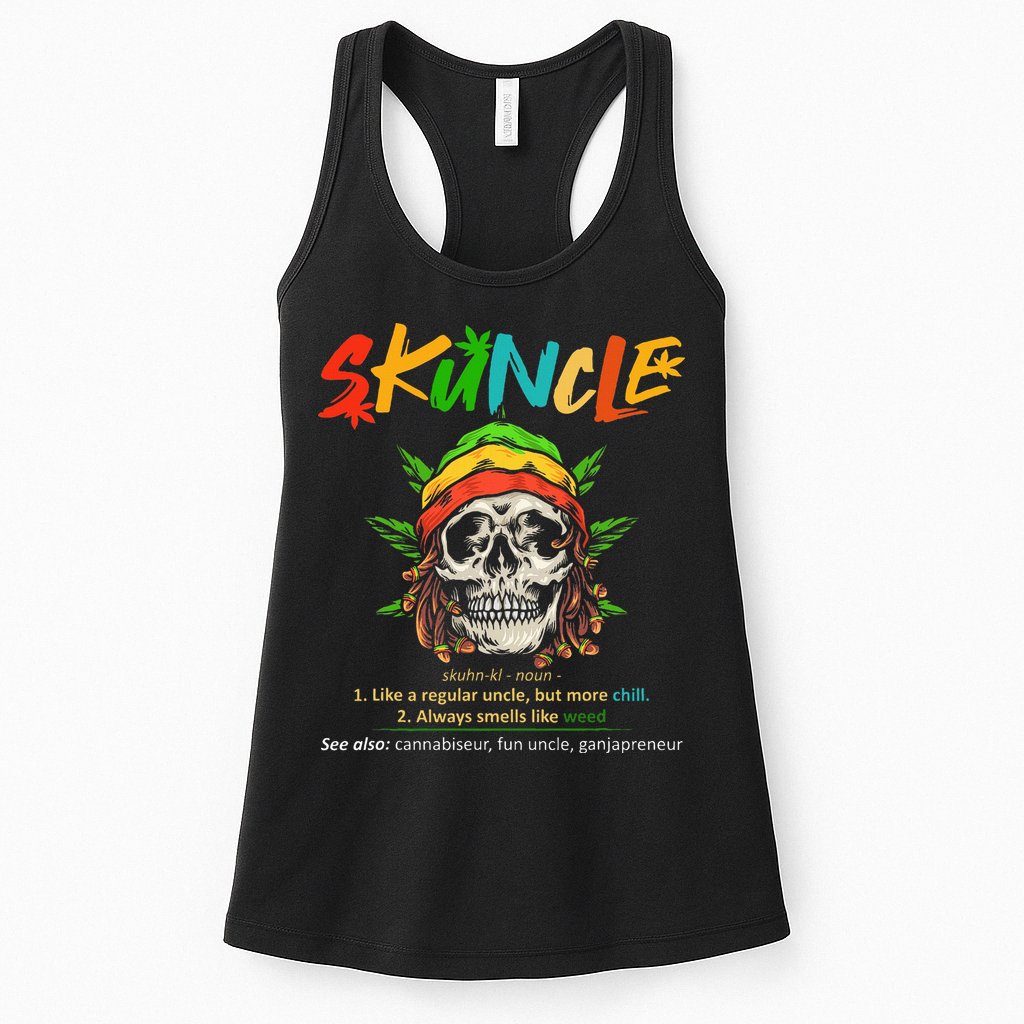 Funny Retro Vintage Uncle Skunkle Weed Smoker Womens Tank Top