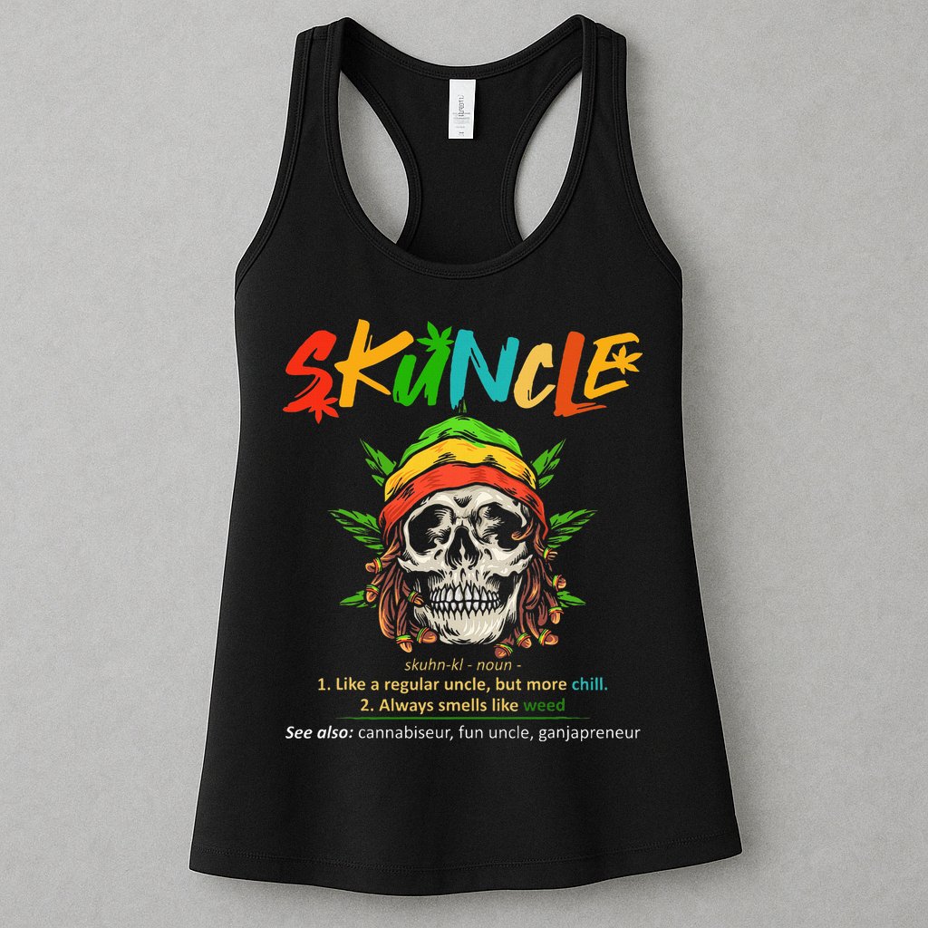 Funny Retro Vintage Uncle Skunkle Weed Smoker Womens Tank Top