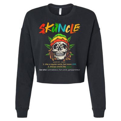 Funny Retro Vintage Uncle Skunkle Weed Smoker Cropped Pullover Crew
