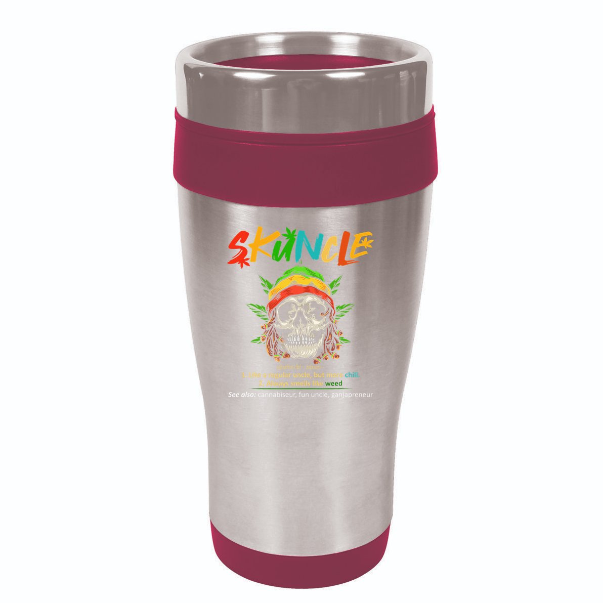 Funny Retro Vintage Uncle Skunkle Weed Smoker 16oz Travel Tumbler