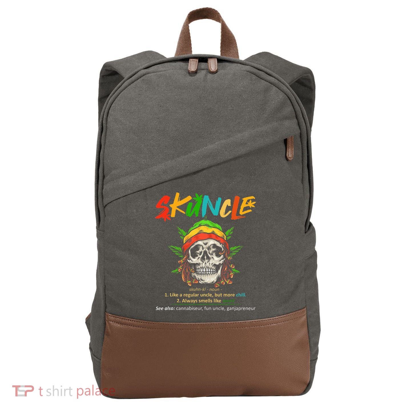 Funny Retro Vintage Uncle Skunkle Weed Smoker Cotton Canvas Backpack