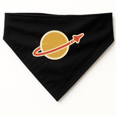 Funny Retro Vintage Planet Space Shuttle Logo USA-Made Doggie Bandana