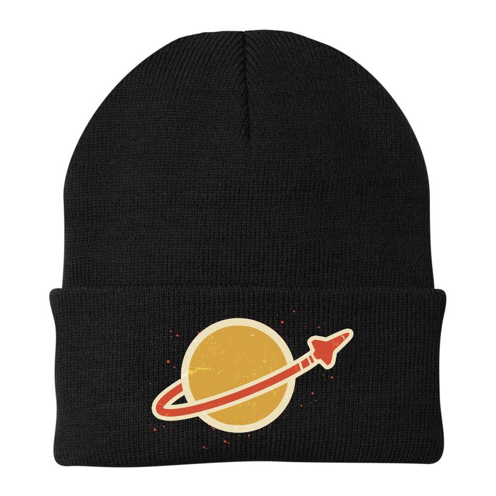Funny Retro Vintage Planet Space Shuttle Logo Beanie