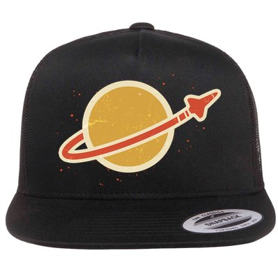 Funny Retro Vintage Planet Space Shuttle Logo Flatbill Hat