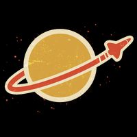 Funny Retro Vintage Planet Space Shuttle Logo Flat Bill Trucker Hat