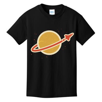 Funny Retro Vintage Planet Space Shuttle Logo Kids T-Shirt