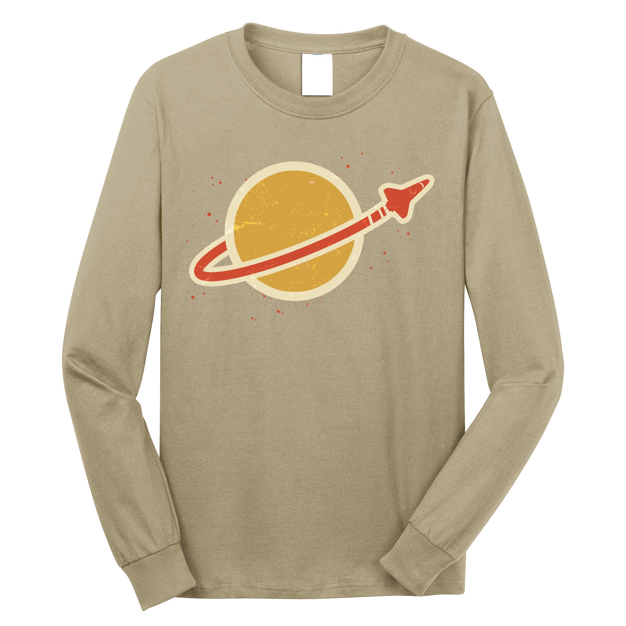 Funny Retro Vintage Planet Space Shuttle Logo Long Sleeve Shirt