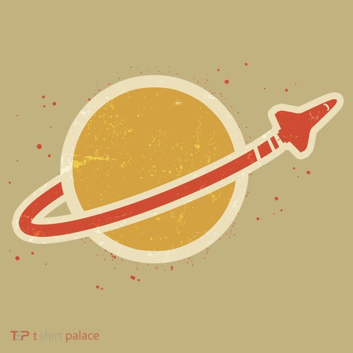 Funny Retro Vintage Planet Space Shuttle Logo T-Shirt