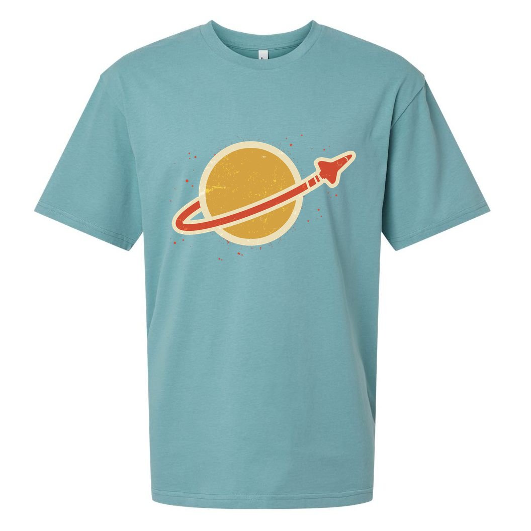 Funny Retro Vintage Planet Space Shuttle Logo Sueded Cloud Jersey T-Shirt