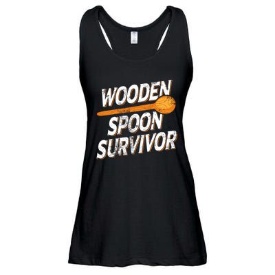 Funny Retro Vintage Wooden Spoon Survivor Ladies Essential Flowy Tank